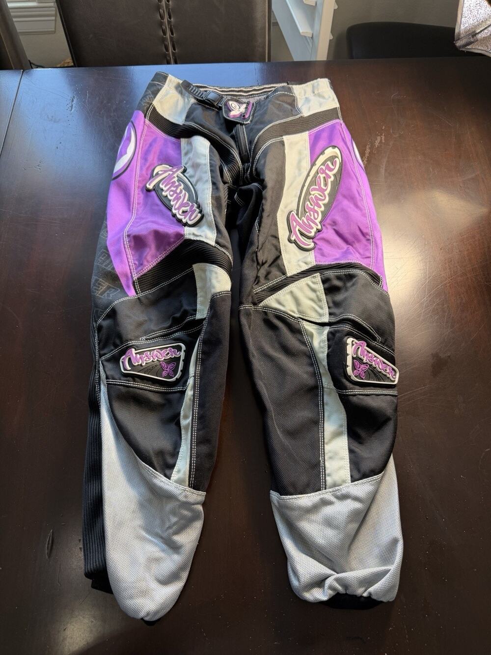 Answer Motorcycle Girl Purple Butterfly Pants Size. 4 Preowned Great Condition